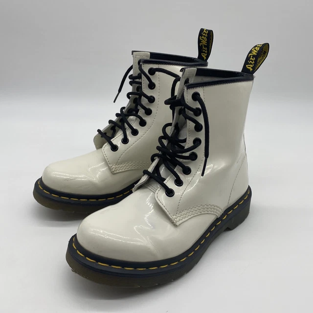 Dr. Doc Martens Air Wair With Bouncing Soles 8-Eye Lace Boots White US 6 EU 37