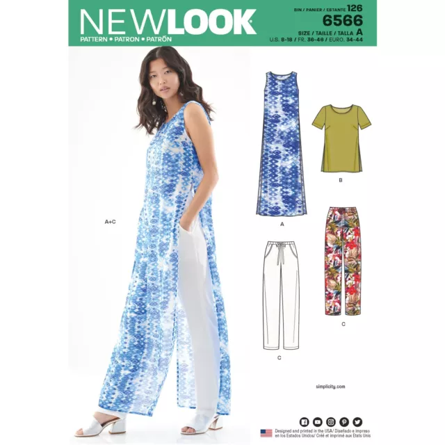 NEW LOOK Sewing Pattern 6566 Misses Ladies Plus Women Jacket, Top, Pants 8-18