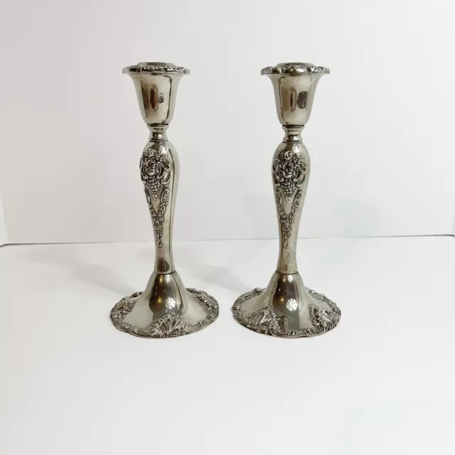 Godinger Silver Art Co. Candlesticks Ornate Grapevine Hollywood Victorian