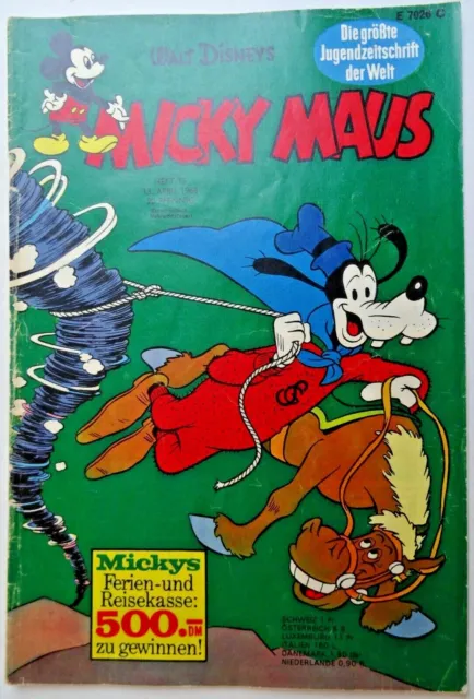 Micky Maus Heft Nr. 15 aus 1968, Zustand 2+, mit Schnipp und Sammelbild