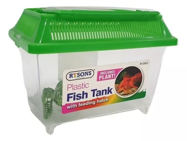 🔥Mini Fish Tank Plastic Aquarium Bowl Pet Box Container Small Carry Handle UK 6