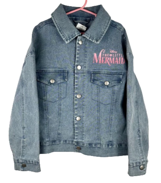 Girls' Disney Princess Little Mermaid Jean Jacket Light Blue Medium