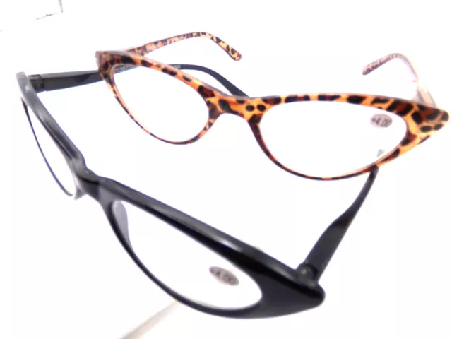 2 pair Lady / Girls Reading Glasses power +4.0  Popular cat eye style and colors