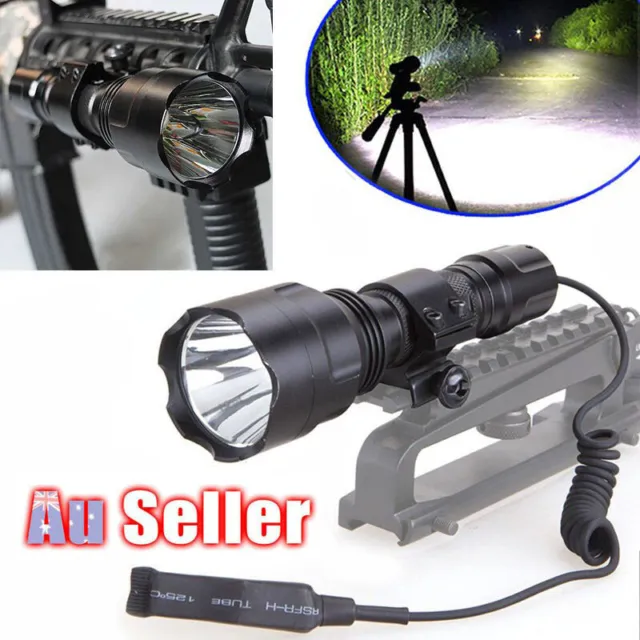 5000LM T6 LED Tactical Flashlight with Picatinny Rail Mount Pressure Switch