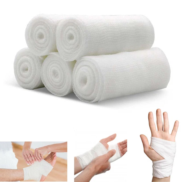 5 ROLLS DISPOSABLE Gauze Bandage Roll First Aid Bandages Wrap Wound