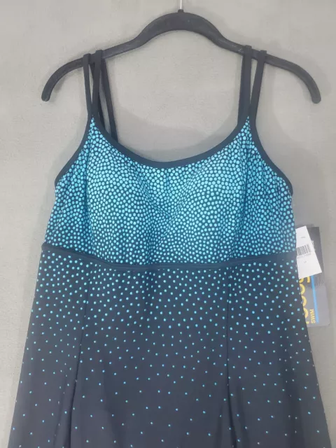 ROBBY LEN BY LONGITUDE 14 Dynasty Lingerie Strap Swimdress Blue Polka Dot NWT 2