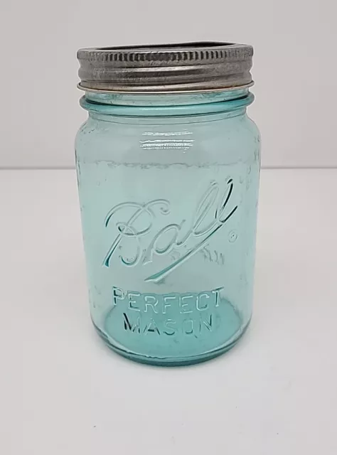 Vintage/ Antique? Ball Perfect Mason Blue Jar With Lid Pint Size