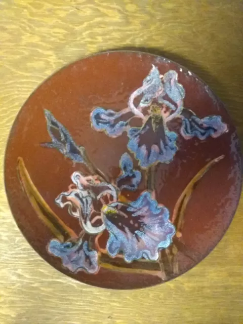 Vintage Enamel On Copper Art Dish Plate *Signed*