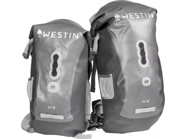 Westin W6 Roll-Top Backpack 25L / 40L Silver/Grey Angler Rucksack Wasserdicht