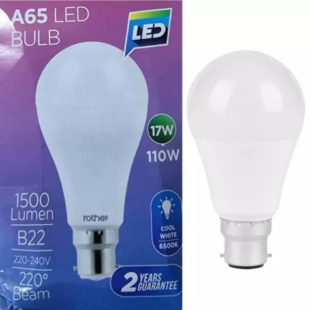 B22 LED Bulbs 150W Equivalent, 17W LED Bayonet Light, Day White 6000K, 4 Pack