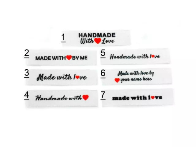 Personalised Custom Handmade with love sew stitch in craft hobby business labels