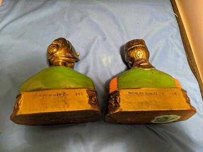 Antique Pompeian Bronze Bookends Busts Of Dutch Boy And Girl Couple RARE 1920s