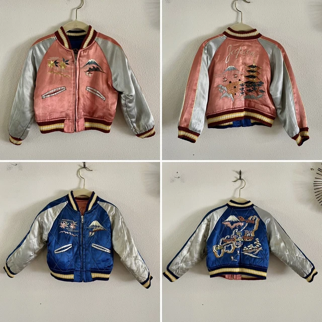 VTG 50s Childs Japan Map x Landscape Reversible Souvenir Sukajan Satin Jacket