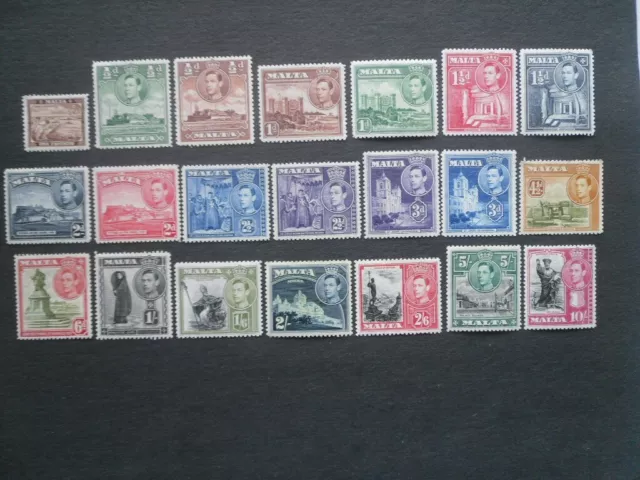 MALTA 1938 Set of 21 values to 10/- SG.217-231 MLH