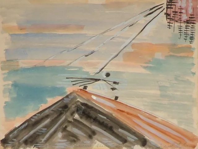 Werner GISEVIUS (1906-1971) Gouache & aquarelle 24x32cm Années 60 Bauhaus