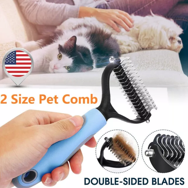 Professional Pet Grooming Tool 2 Sided Undercoat Dog Cat Shedding Comb Brush Pet