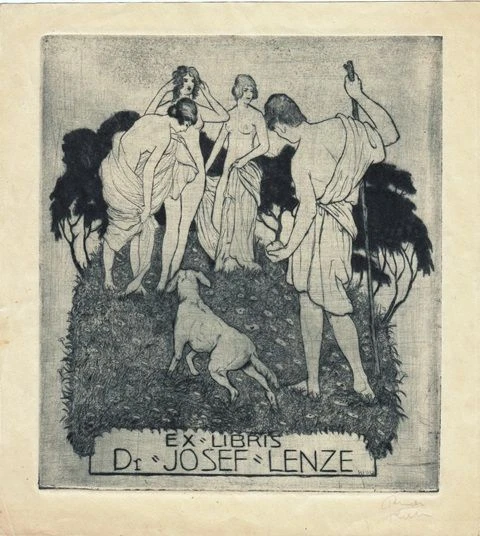 Exlibris Bookplate Etching Rudolf Keller 1913-1974 Urteil Paris Antique