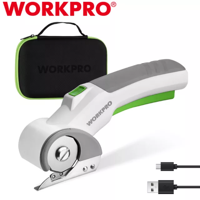 WORKPRO 4V Cordless Electric Scissors Cutter USB for Crafts Sewing Cardboard NEW