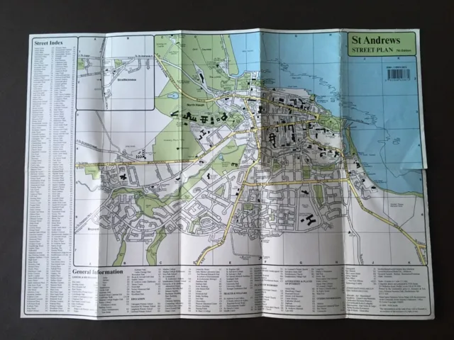 Vintage St Andrews Scotland 1999 Street Plan 7th Edition 8 inches to 1 mile