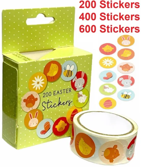 Happy Easter Bunny Egg Rabbit Chick Labels Stickers Gift Craft Box Sticker