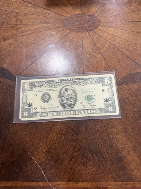 BILL CLINTON SEX Six Dollar Bill Fake Play Funny Money Novelty Note +FREE  SLEEVE $1.29
