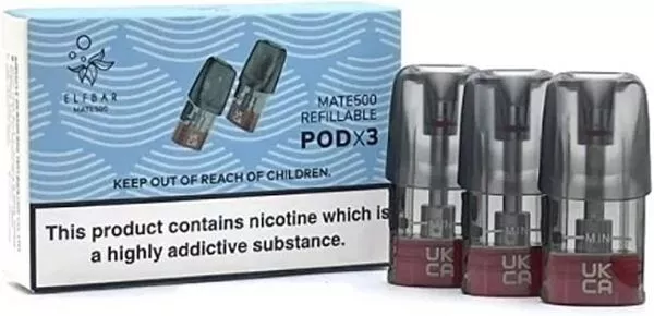 Elf Bar - Mate 500 Refillable Pod 1.6 Ml Pack Of 3 Pc - Empty Pods - Tpd Uk