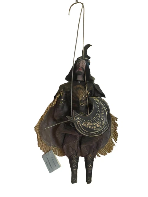 ITALIAN SICILIAN MARIONETTE Knight, Metal Armor Puppet, 18” Tall, 1960