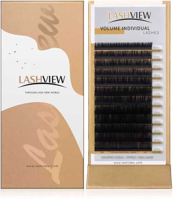 LASHVIEW 0.03 Thickness Silk D Curl Fake Eyelash Extensions 18mm