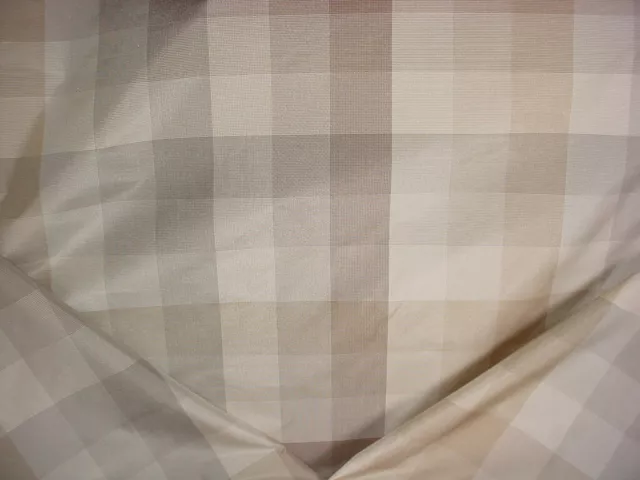 17-5/8Y Kravet / Lee Jofa Grey Stone Silver Silk Plaid Upholstery Fabric
