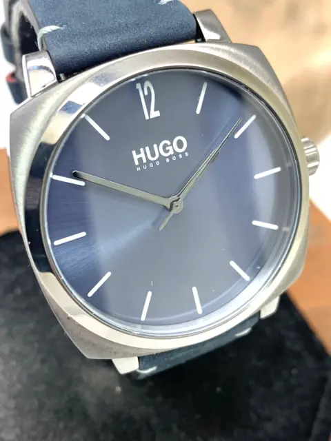 Hugo Boss Men's Watch 1530069 Own Quartz Gunmetal Blue Dial Leather Band 40mm