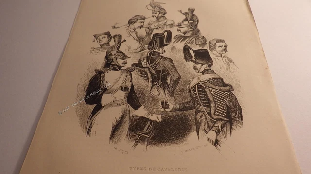 Gravure Militaire Originale - Cavalerie, Chevaux, Attelage - Grande-Bretagne, Vers 1850