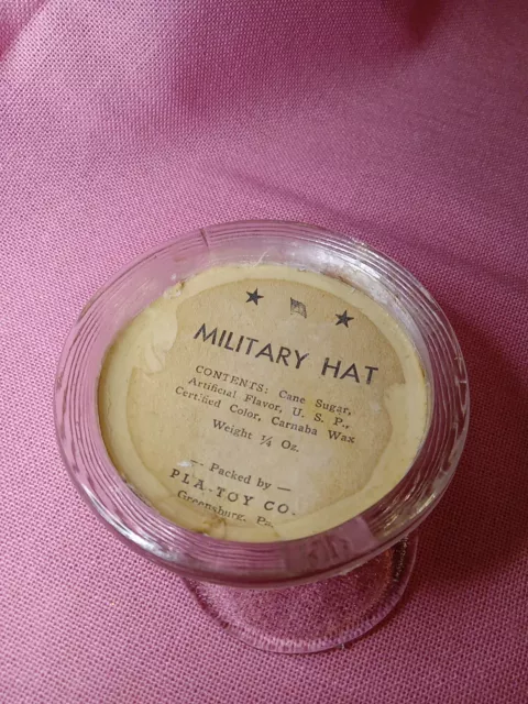1940s MILITARY HAT Army Cap Figural Glass CANDY CONTAINER Vintage 3