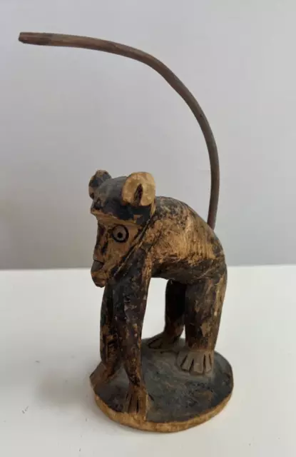African Primitive Wooden Hand Carved Monkey Figure Fetish