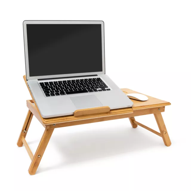 Table pliante pour ordinateur portable bambou Table d'appoint hauteur réglable