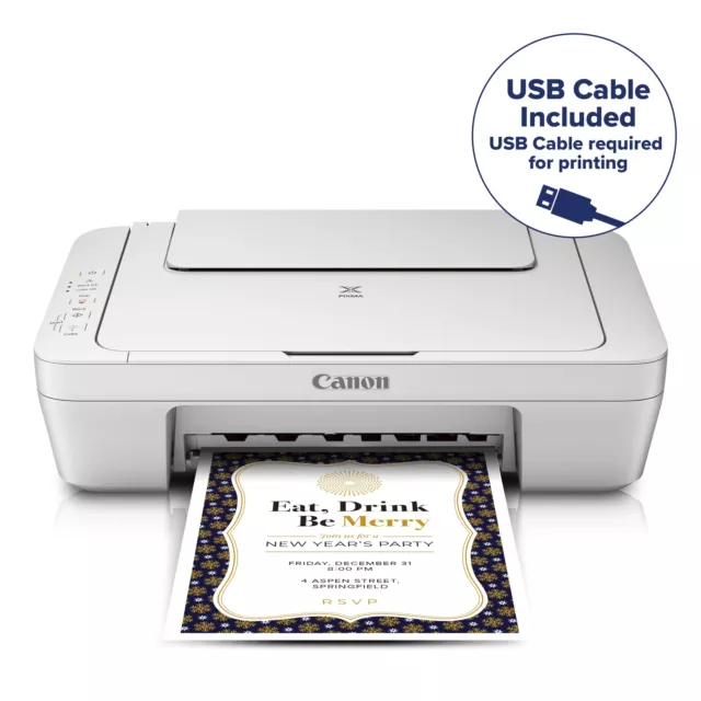 PIXMA MG2522 Wired All-in-One Color Inkjet Printer [USB Cable Included], White