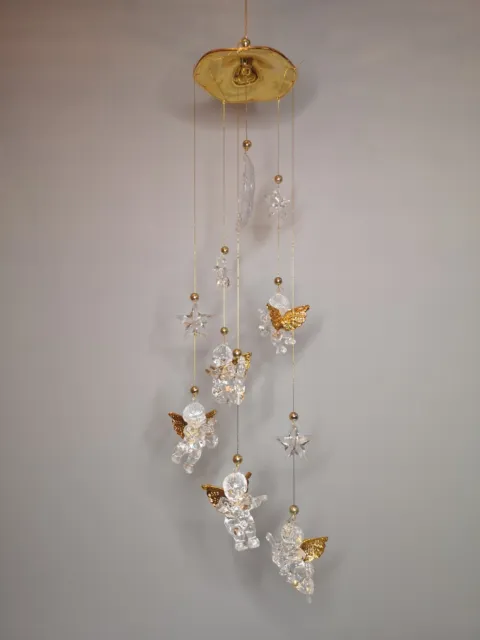 Cherub Angels Hanging Mobile Christmas Decoration Ornaments Clear Acrylic