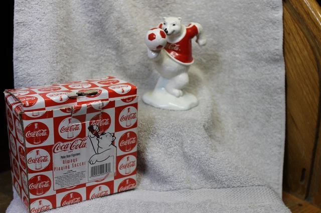 Vintage COCA COLA Polar Bear Figurine “Always Playing Soccer”#176434  dated 1996