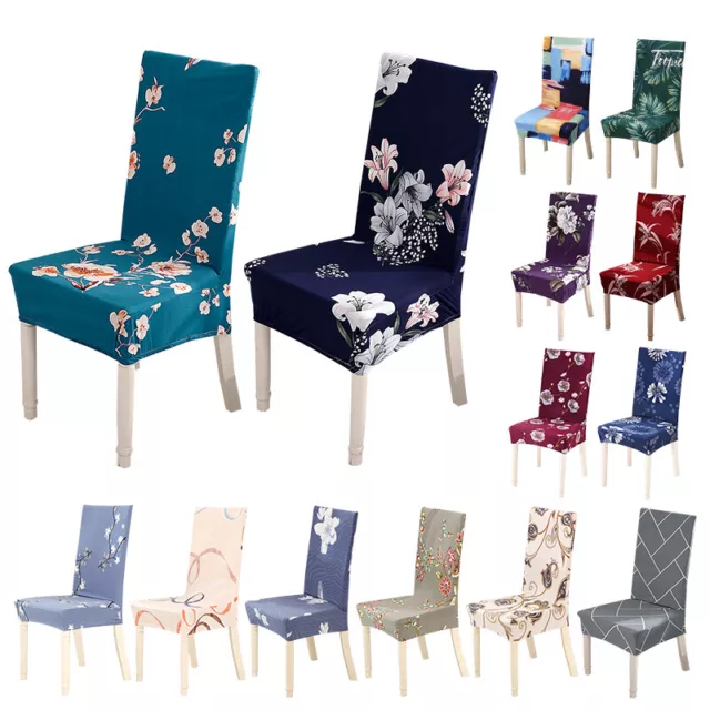 1/4/6pcs Spandex Stretch Dining Room Floral Printed Chair Covers Slipcovers Home