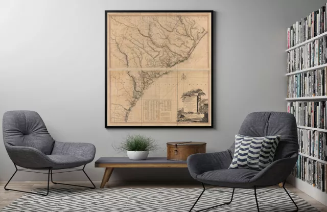 1780 Map of South Carolina | Georgia | South Carolina Wall Art Map Reproduction