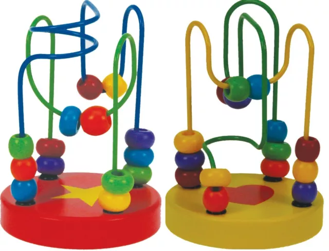 X2 Baby Holz Mini rund um Perlen Drahtlabyrinth Lernspiel Vorschulspielzeug