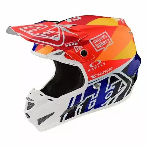 Troy Lee Adults SE4 Composite Jet Motocross MX Enduro Bike Helmet - Orange/ Navy