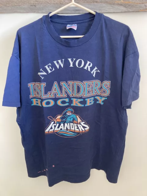 Vintage Authentic Mens New York Islanders Fisherman T Shirt Team Rated Rare  M OG