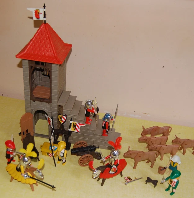 Playmobil Vintage 3374 - Set Médiéval Paysanne Marché Avec Chariot Et Chevaux