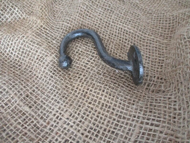 Antique Cast Iron Wall Hooks U shaped Plant Coat Hat Towel Hangings Vintage 3