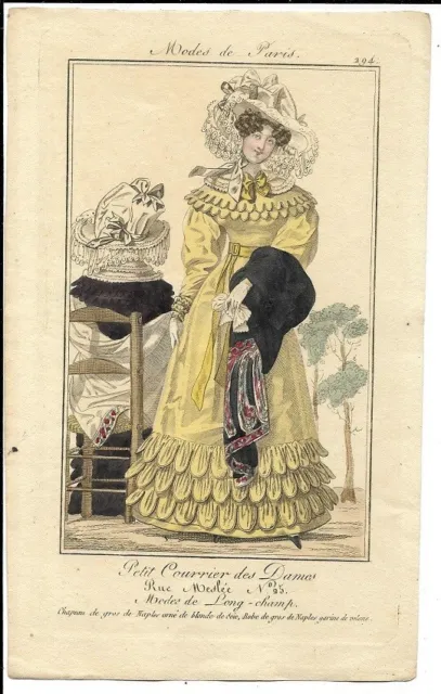 Petit Courrier Des Dames  Modes De Paris  Regency Fashion April 1825   Plate 294