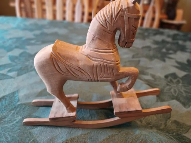 Antique Primitive Hand Carved Folk Art Wooden Rocking Horse Figure Child’s Toy