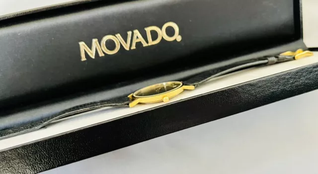 Orologio da uomo vintage Museo Movado fatto in Svizzera oro + quarzo zaffiro nero 8745882 7