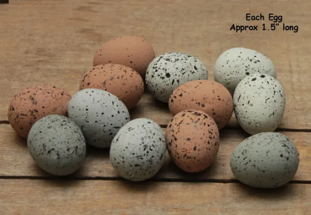 12 Assorted 1-1/2" Speckled Foam Eggs --- Shades of Blues & Browns