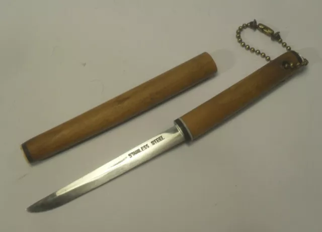 skurriler alter BRIEFÖFFNER mit HOLZSCHEIDE Mini japanisches Katana Schreibtisch