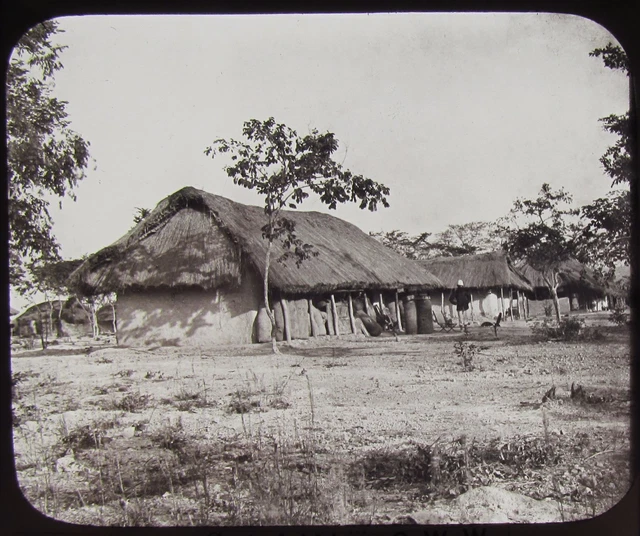 Glass Magic Lantern Slide LMS MISSION HOUSE NIAMKOLO C1890 PHOTO ZAMBIA AFRICA